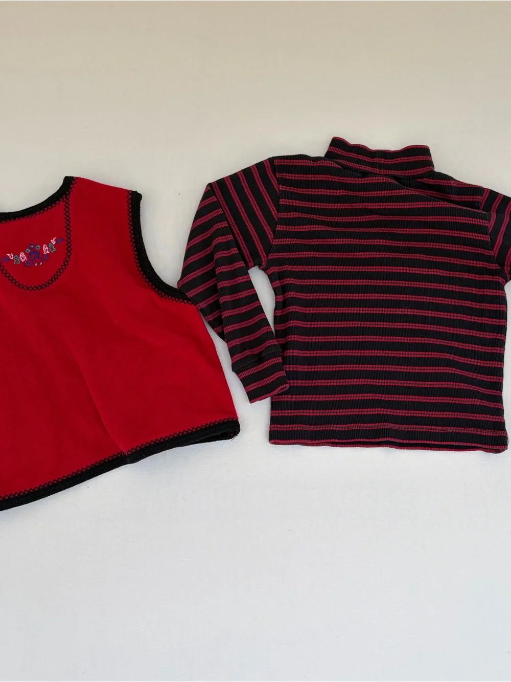 VTG 90S Hannah Anderson Vest & Turtleneck Shirt Set Striped Girls 5-6 Holiday
